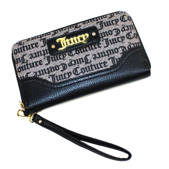 Juicy Couture Handbags - Juicy Couture Signature Logo Scripted Gray Black Multi Pocket Wristlet Wallet